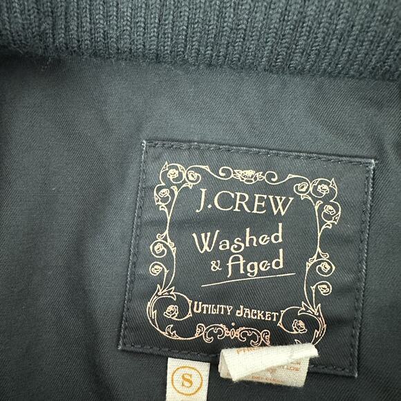 J Crew Jacket Womens Small Black Washed Waxed Utility Pockets Military - Picture 8 of 13